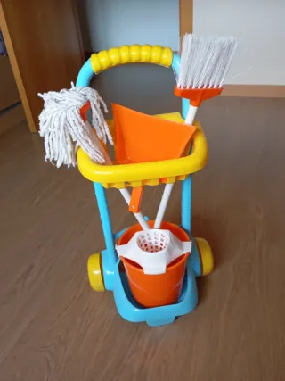 Carrito Limpieza Juguete Escoba Fregona Cubo
