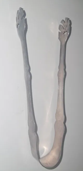 Pinza de hielo antigua baño plata