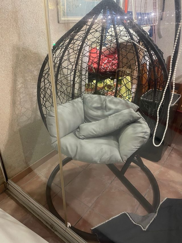 Sillón Colgante de Lectura Negro y Gris