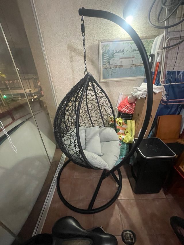 Sillón Colgante de Lectura Negro y Gris