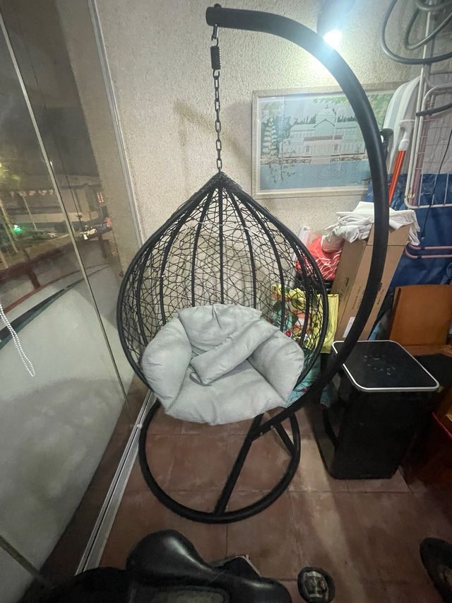 Sillón Colgante de Lectura Negro y Gris