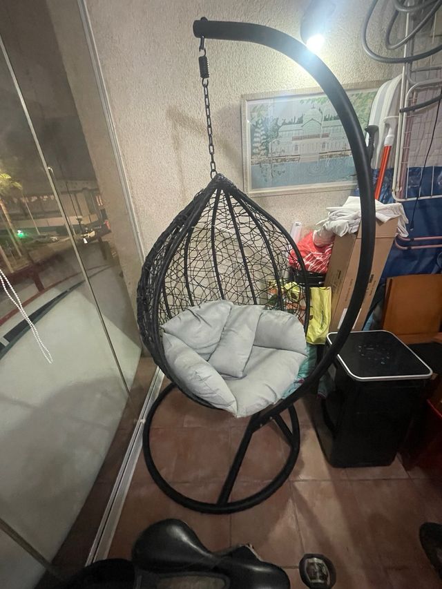 Sillón Colgante de Lectura Negro y Gris