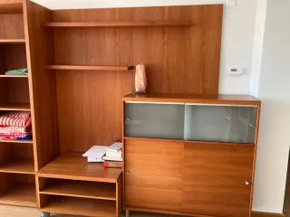 Mueble de salón modular madera y cristal