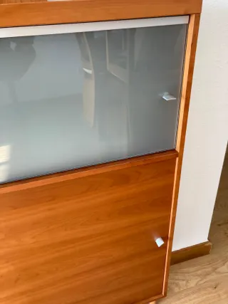 Mueble de salón modular madera y cristal