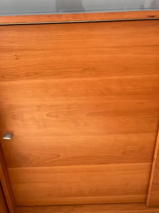 Mueble de salón modular madera y cristal
