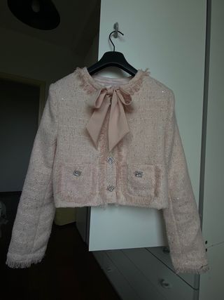 Giacca elegante rosa con fiocco XS/S