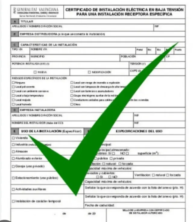 Alta elèctrica boletin,  modificación,  CIE