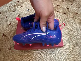 Botas Fútbol Puma T30 Niño Azul/Rosa