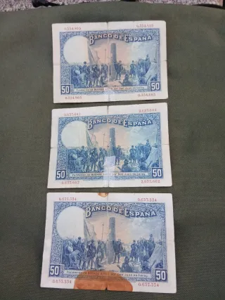 Lote 7 Billetes 50 Pesetas España 1927. 