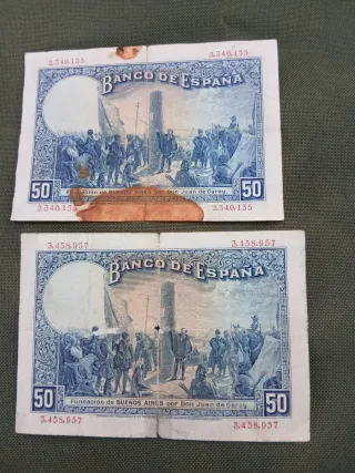 Lote 7 Billetes 50 Pesetas España 1927. 