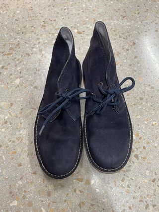 Zapatos botines joven en ante azul marino piel T38