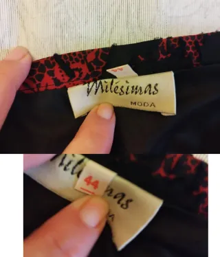 Falda midi asimétrica roja y negra