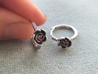 Pendientes aro flor plata de ley