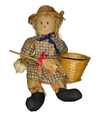 Pupazzo Spaventapasseri Autunnale con Cesto