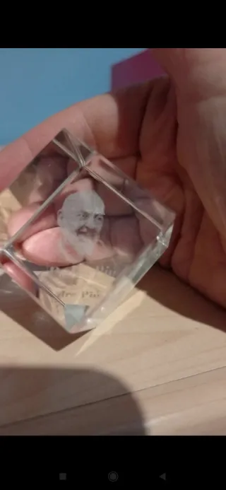 Set Cristallo 3D Padre Pio e ciuccio