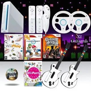 Wii con 2 Guitarras y Juegos