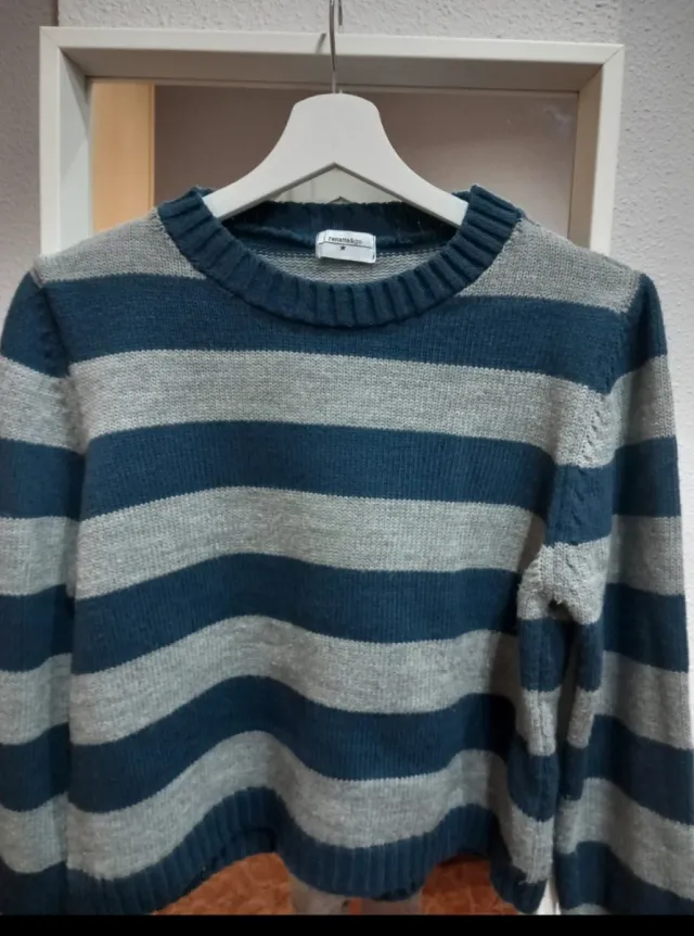 Suéter Renatta & Go Rayas Azul/Gris Talla M