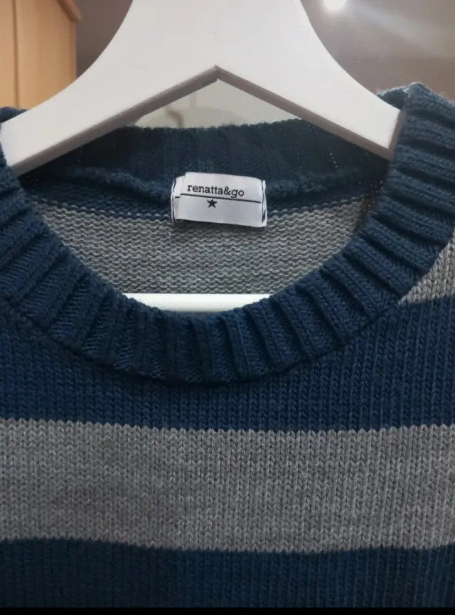 Suéter Renatta & Go Rayas Azul/Gris Talla M