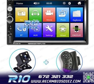 RADIO 2DIN 7" TÁCTIL BLUETOOTH USB SD + CAMARA MARCHA ATRÁ