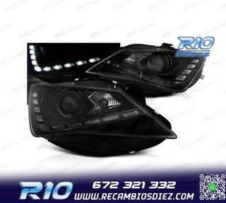 FAROS PARA SEAT IBIZA 6J 12-15 LUZ DIURNA LED FONDO NEGRO