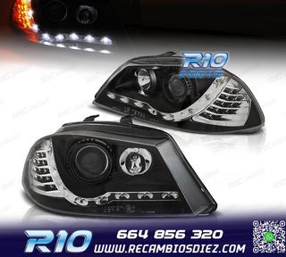 FAROS SEAT IBIZA 6L 02-08 LUZ DIURNA Y INTERMITENTE LED FOND