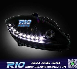 FAROS PARA SEAT LEON ALTEA TOLEDO 04-09 LUZ DIURNA LED FONDO