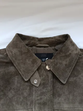 Chaqueta Zara Piel Verde Talla M