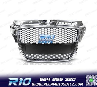 PARRILLA AUDI A3 8P 08-12 LOOK RS CROMO NEGRO