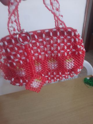 Borsetta perline Natale rossa e bianca