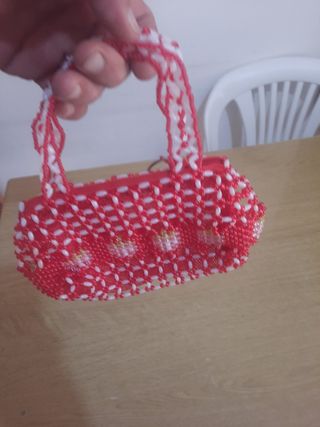 Borsetta perline Natale rossa e bianca