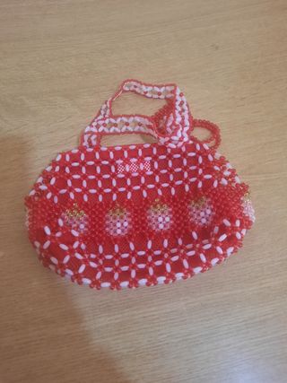 Borsetta perline Natale rossa e bianca