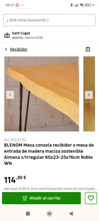 Mesa consola madera maciza Roble WN