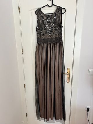 Vestido fiesta Tintoretto T.44 Beige/Negro