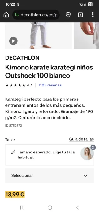 Kimono Blanco niño 100