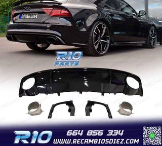 DIFUSOR AUDI A7 16-18 LOOK RS7 + COLAS ESCAPE NEGRO BRILLO