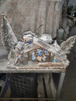 Presepe con pastori, decorazioni natalizie