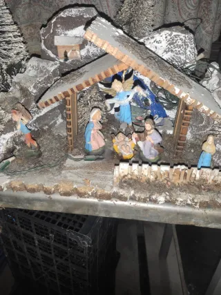 Presepe con pastori, decorazioni natalizie