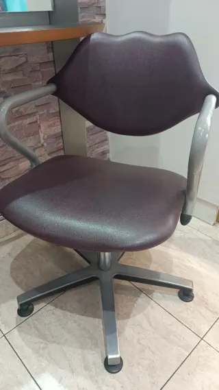 Espejo y Sillón Peluquería Marrón/Plata
