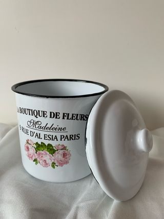Bote esmaltado vintage flores Madeleine