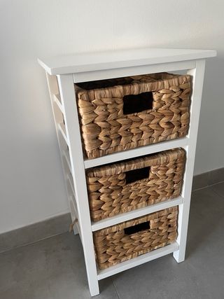 Mueble 3 cajones mimbre y madera