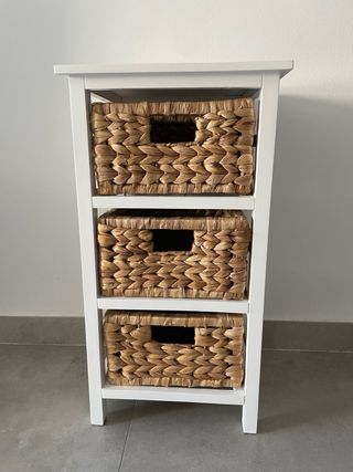 Mueble 3 cajones mimbre y madera
