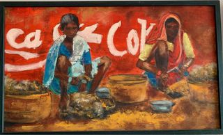 Pintura acrílica Figuras Africanas publ. Coca-Cola