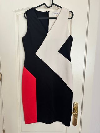 Vestido Calvin Klein Negro, Rojo y Blanco T.38-40