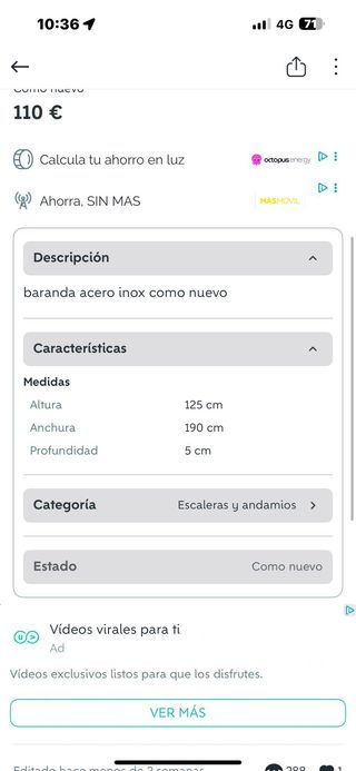 Barandilla Acero Inoxidable Escalera