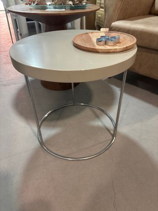 Mesa auxiliar redonda metal y madera