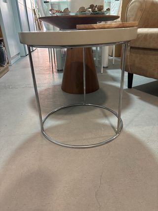 Mesa auxiliar redonda metal y madera