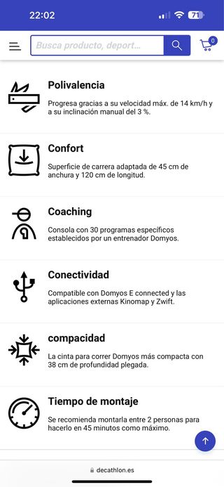 Cinta Correr Domyos RUN 100 Eléctrica Plegable