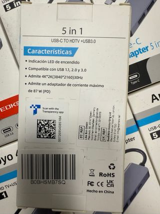 12 x Adaptadores USB-C 5 en 1 Apoyo