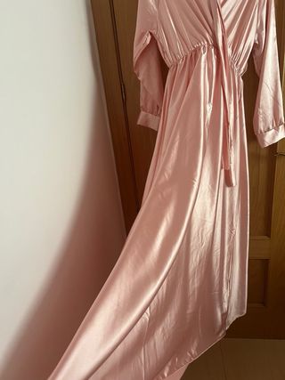Vestido rosa satén fiesta largo