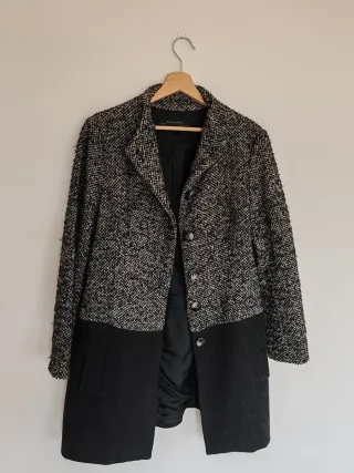 Abrigo Zara Negro y Gris